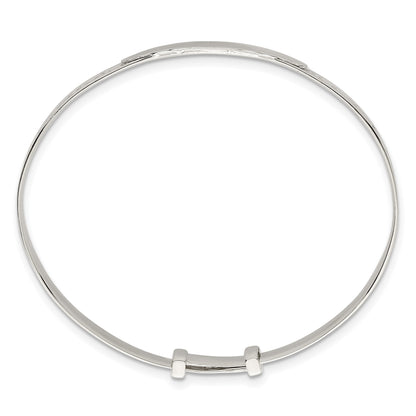 Sterling Silver Polished Claddagh Childrens Expandable Slip-on ID Bangle