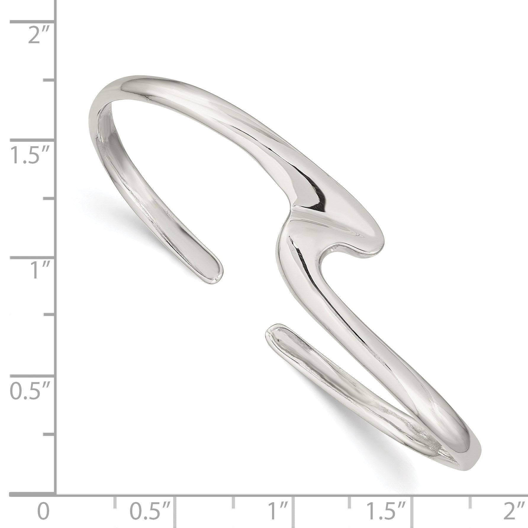 Sterling Silver Polished Fancy Cuff Bangle Bracelet