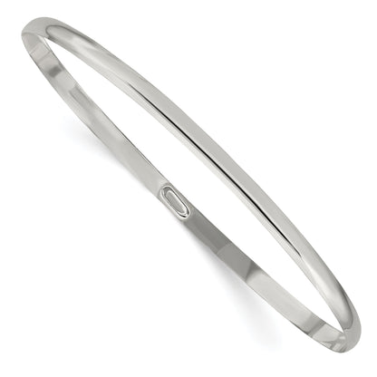 Sterling Silver 3mm Solid Polished Plain Slip-On Bangle Bracelet