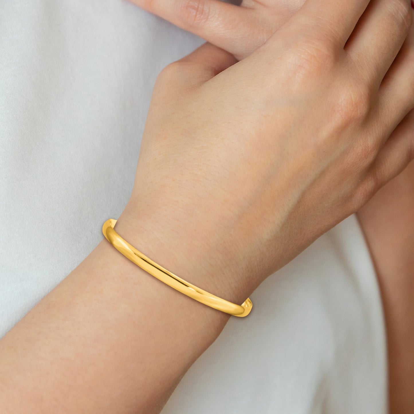 Sterling Silver Gold-tone 4mm Solid Polished Plain Slip-On Bangle Bracelet