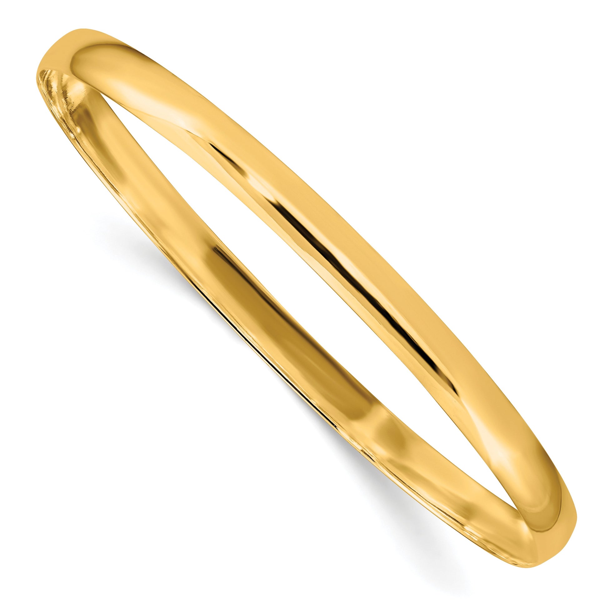 Sterling Silver Gold-tone 4.5mm Polished Slip-On Bangle Bracelet
