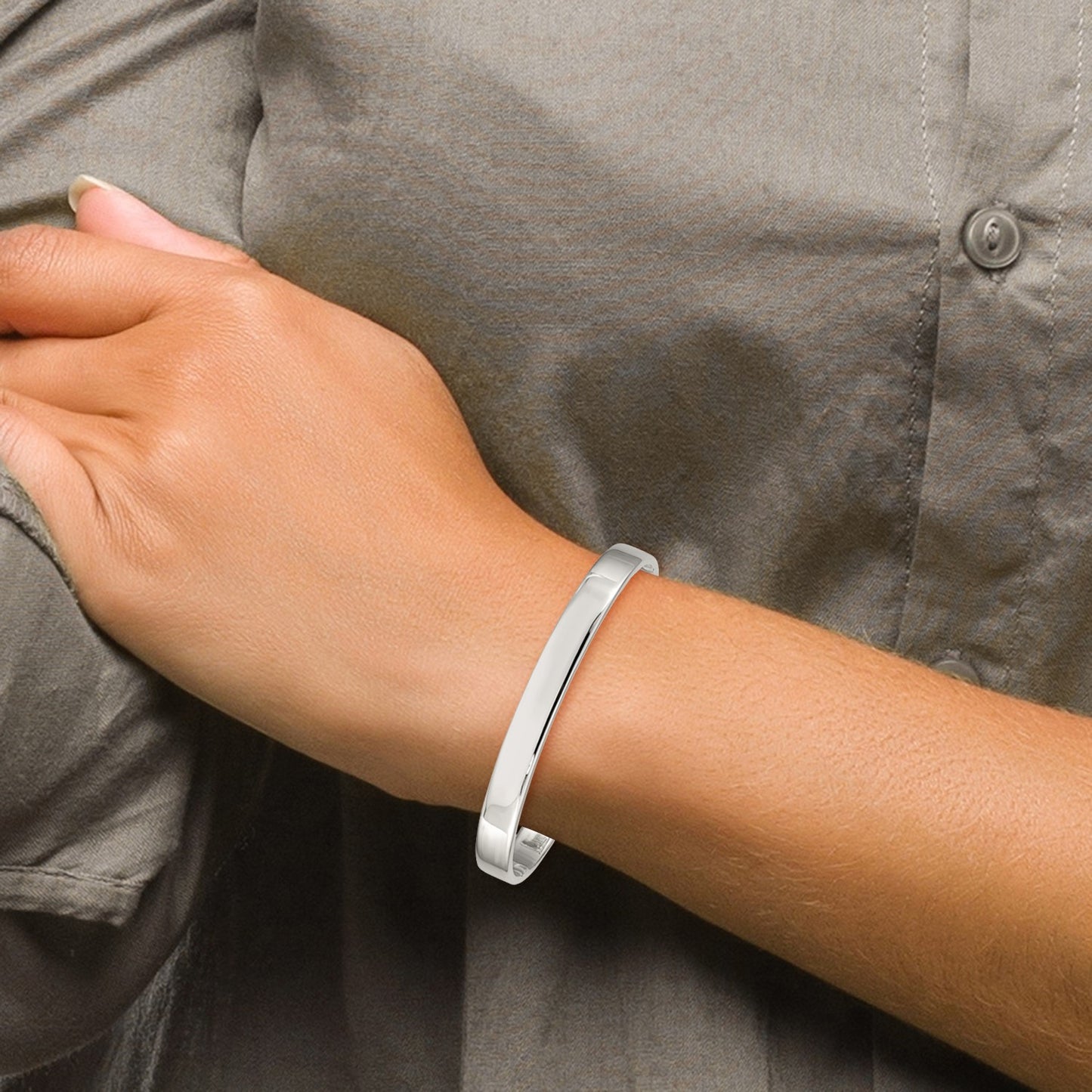 Sterling Silver 7mm Cuff Bangle