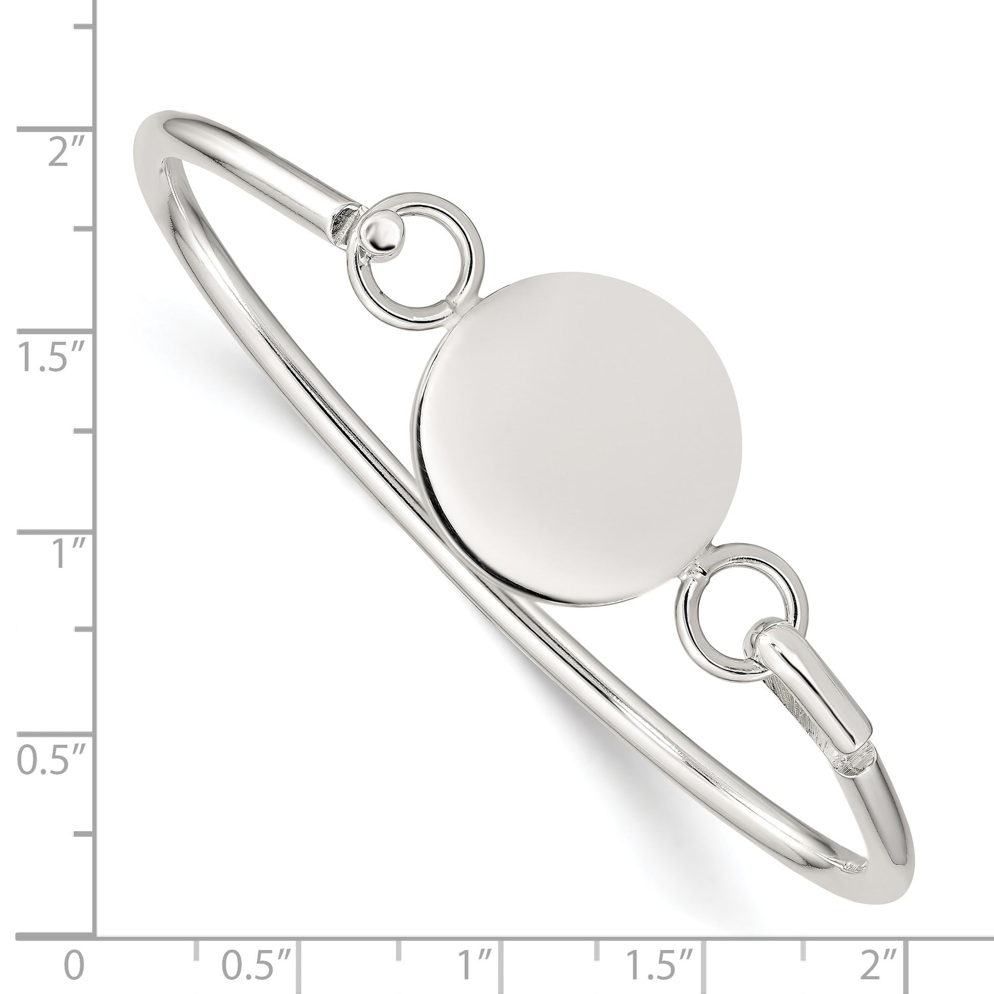 Sterling Silver Bangle w/Round ID Plate Bracelet