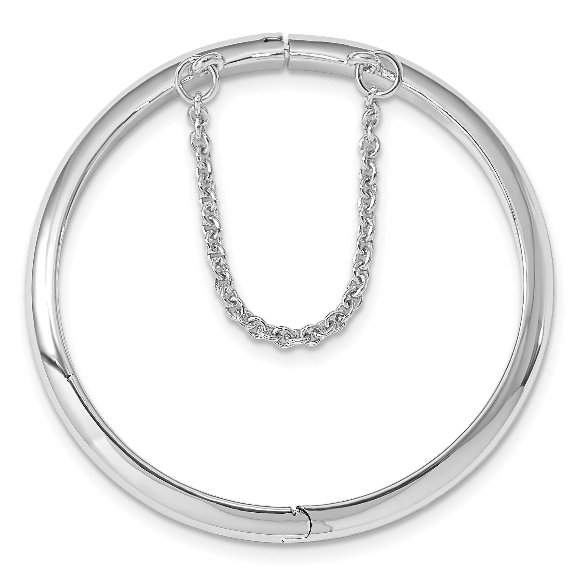 Sterling Silver RH-plated Polished 4mm w/ Safety Hinged Children's Bangle