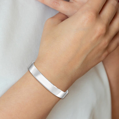 Sterling Silver Rhodium-plated Polished 8mm Children's Cuff Bangle