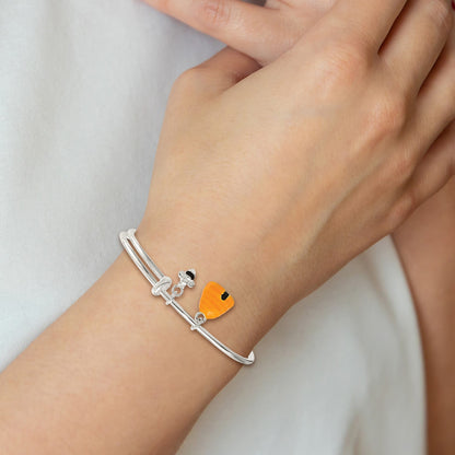 Sterling Silver Yellow & Black Enameled Bee & Beehive Children's Bangle