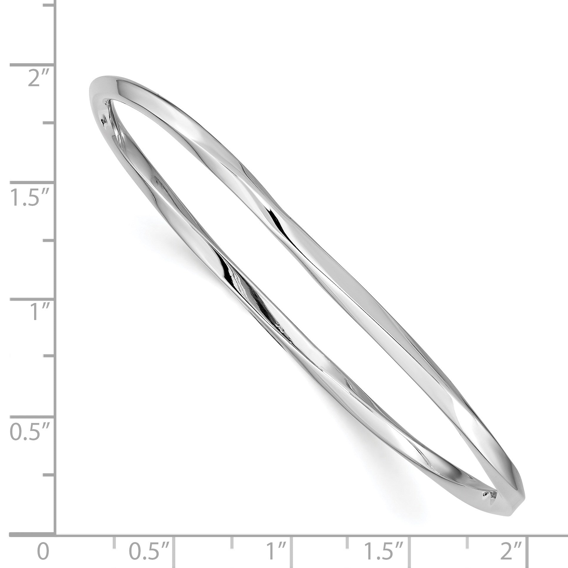 Sterling Silver Rhodium-plated 3.50mm Slip-on Bangle