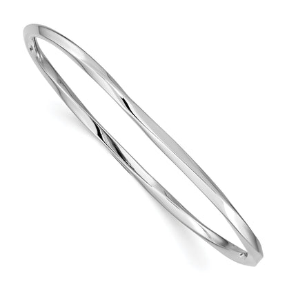 Sterling Silver Rhodium-plated 3.50mm Slip-on Bangle