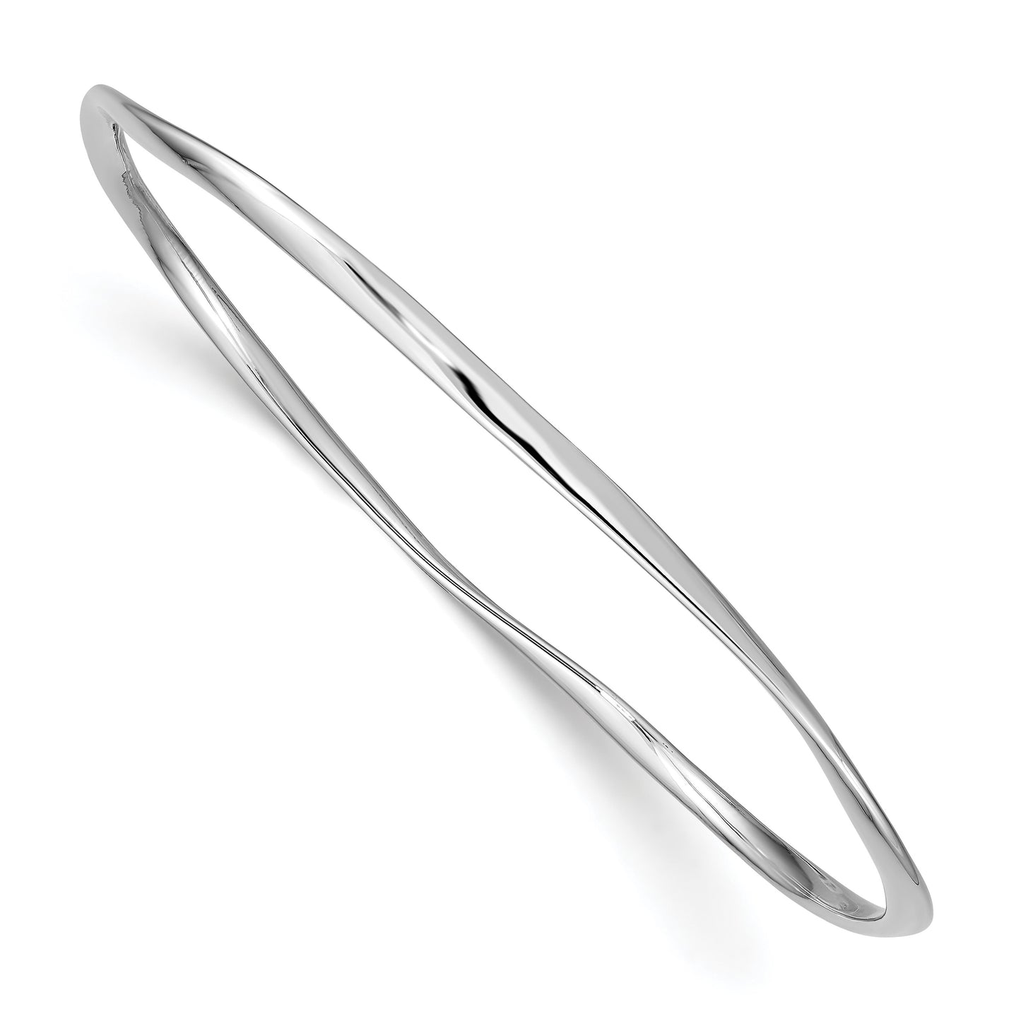 Sterling Silver Rhodium-plated 2.25mm Silp-on Bangle