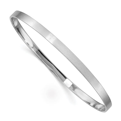 Sterling Silver Rhodium-plated 4.00mm Satin Slip-on Bangle