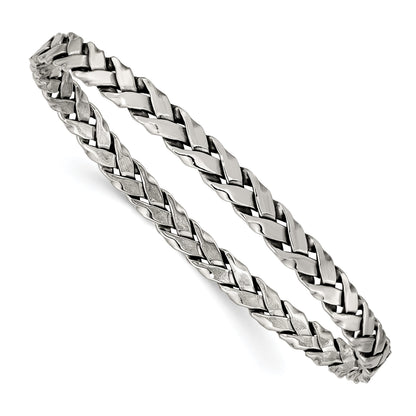 Sterling Silver Antiqued 5.25mm Slip-on Bangle