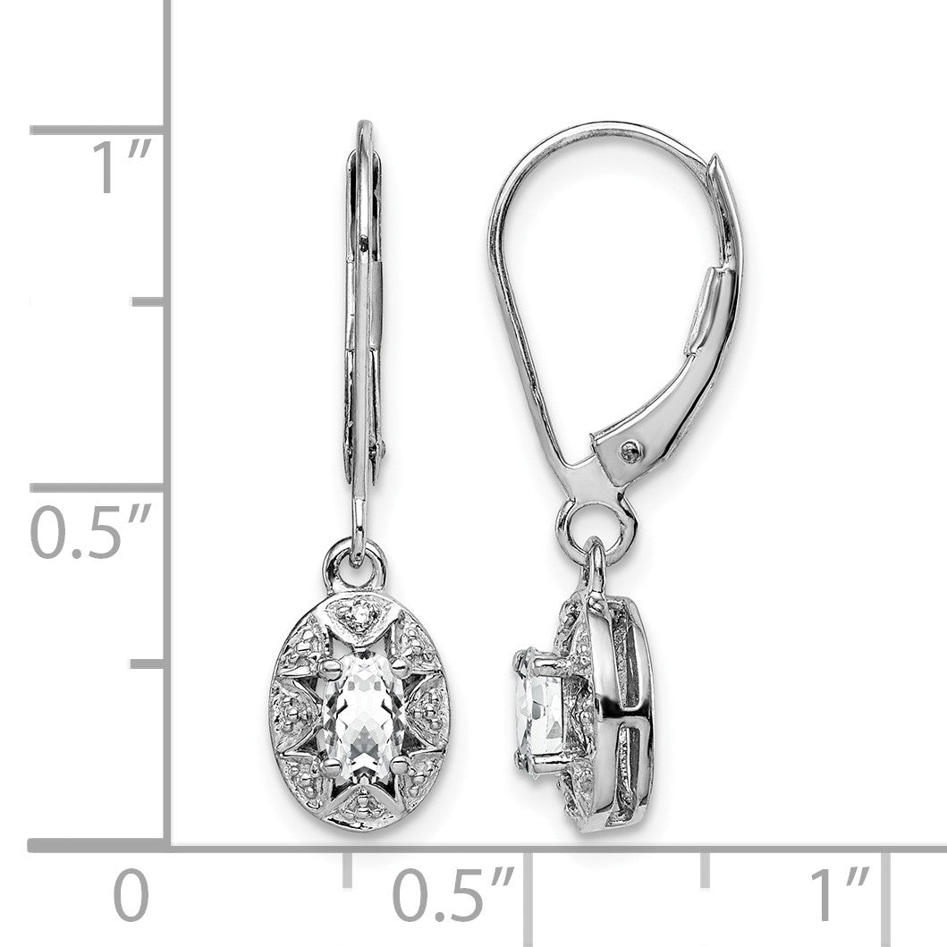 Sterling Silver Rhodium-plated Diam. & White Topaz Earrings