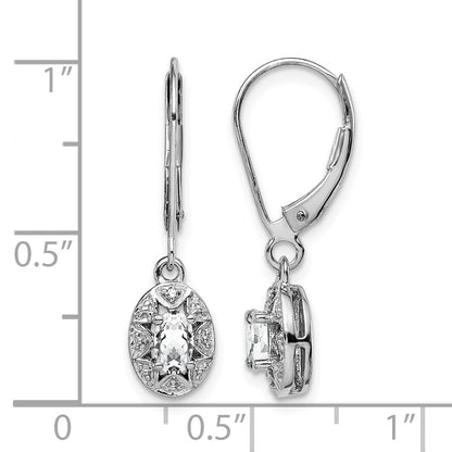 Sterling Silver Rhodium-plated Diam. & White Topaz Earrings
