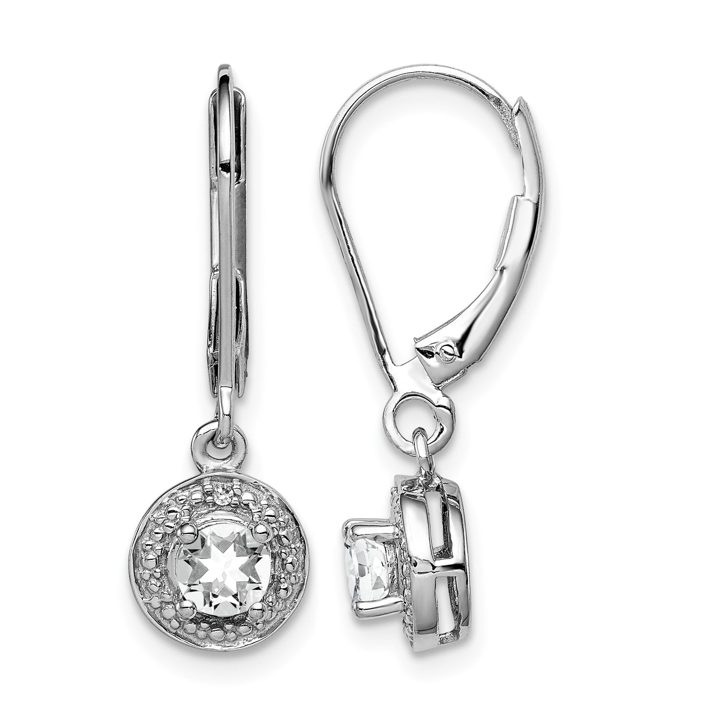 Sterling Silver Rhodium-plated Diam. & White Topaz Earrings