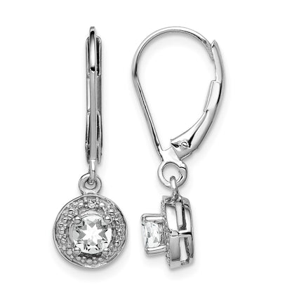 Sterling Silver Rhodium-plated Diam. & White Topaz Earrings