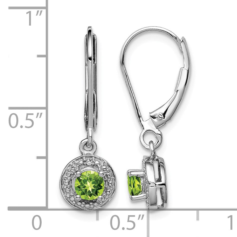 Sterling Silver Rhodium-plated Diam. & Peridot Earrings