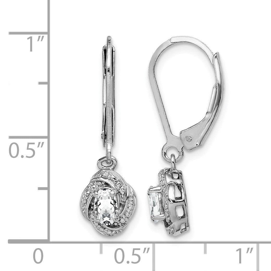 Sterling Silver Rhodium-plated Diam. & White Topaz Earrings