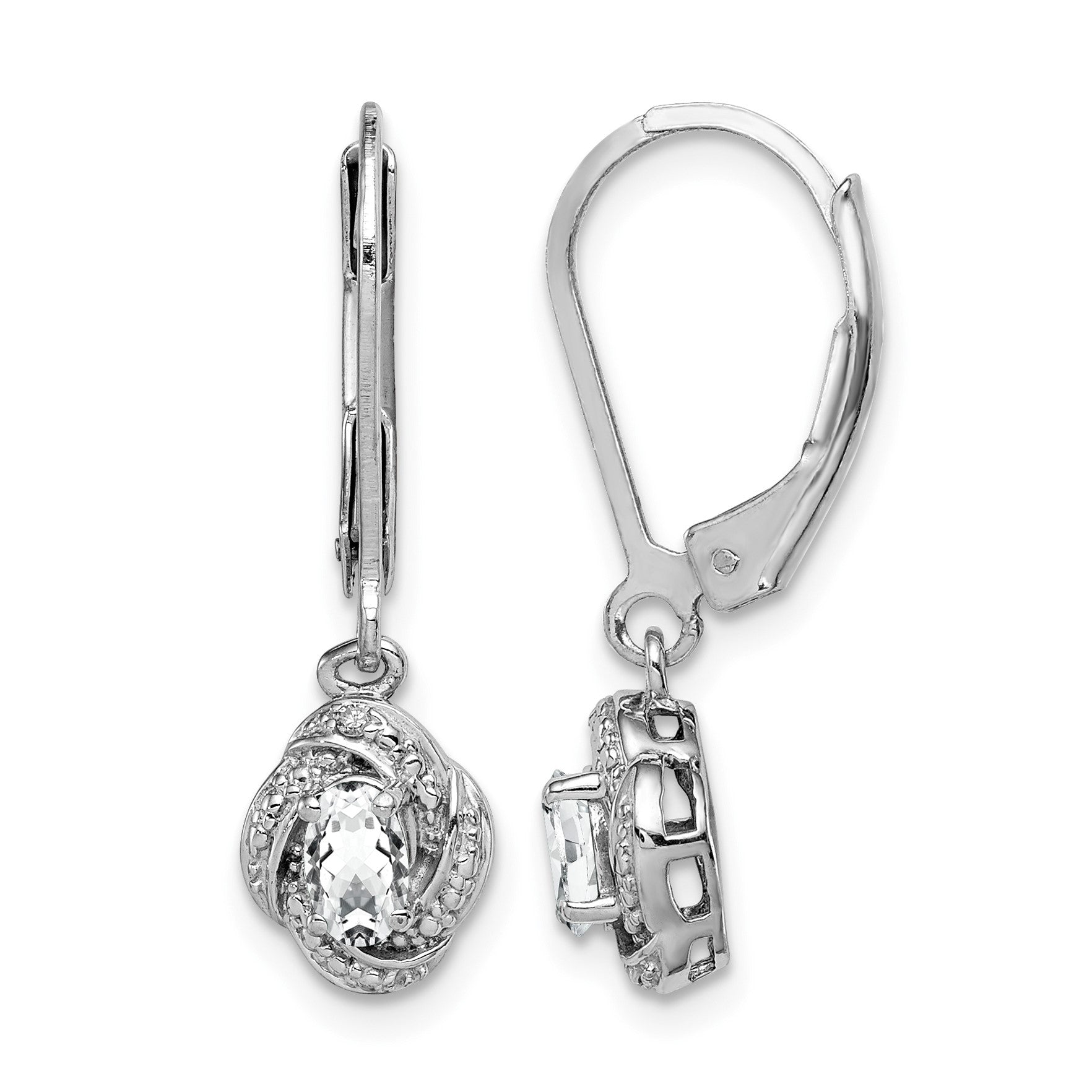 Sterling Silver Rhodium-plated Diam. & White Topaz Earrings