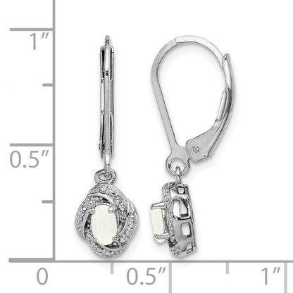 Sterling Silver Rhodium-plated Diam. & Created Opal Earrings