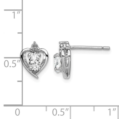 Sterling Silver Rhodium-plated White Topaz & Diam. Earrings