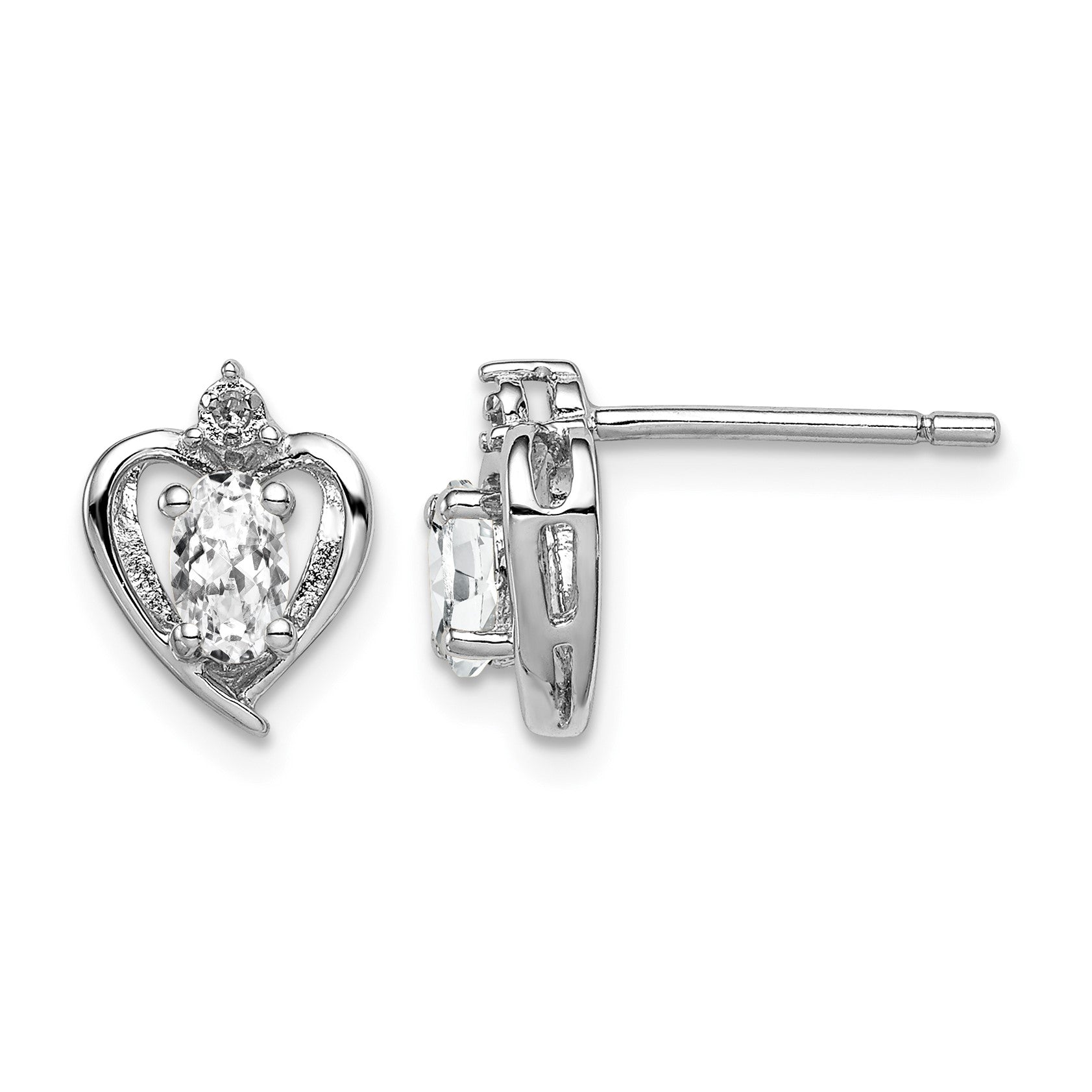 Sterling Silver Rhodium-plated White Topaz & Diam. Earrings