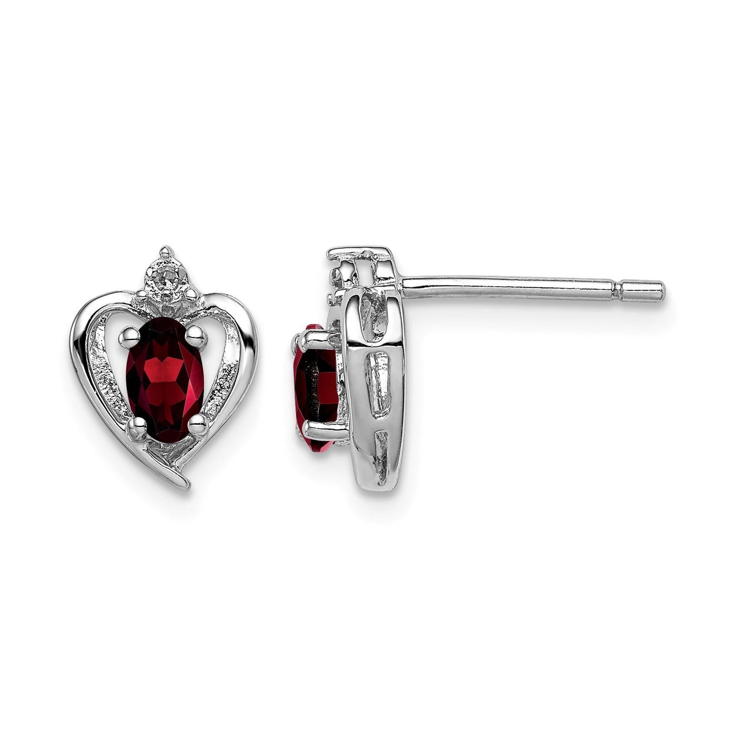 Sterling Silver Rhodium-plated Garnet & Diam. Earrings