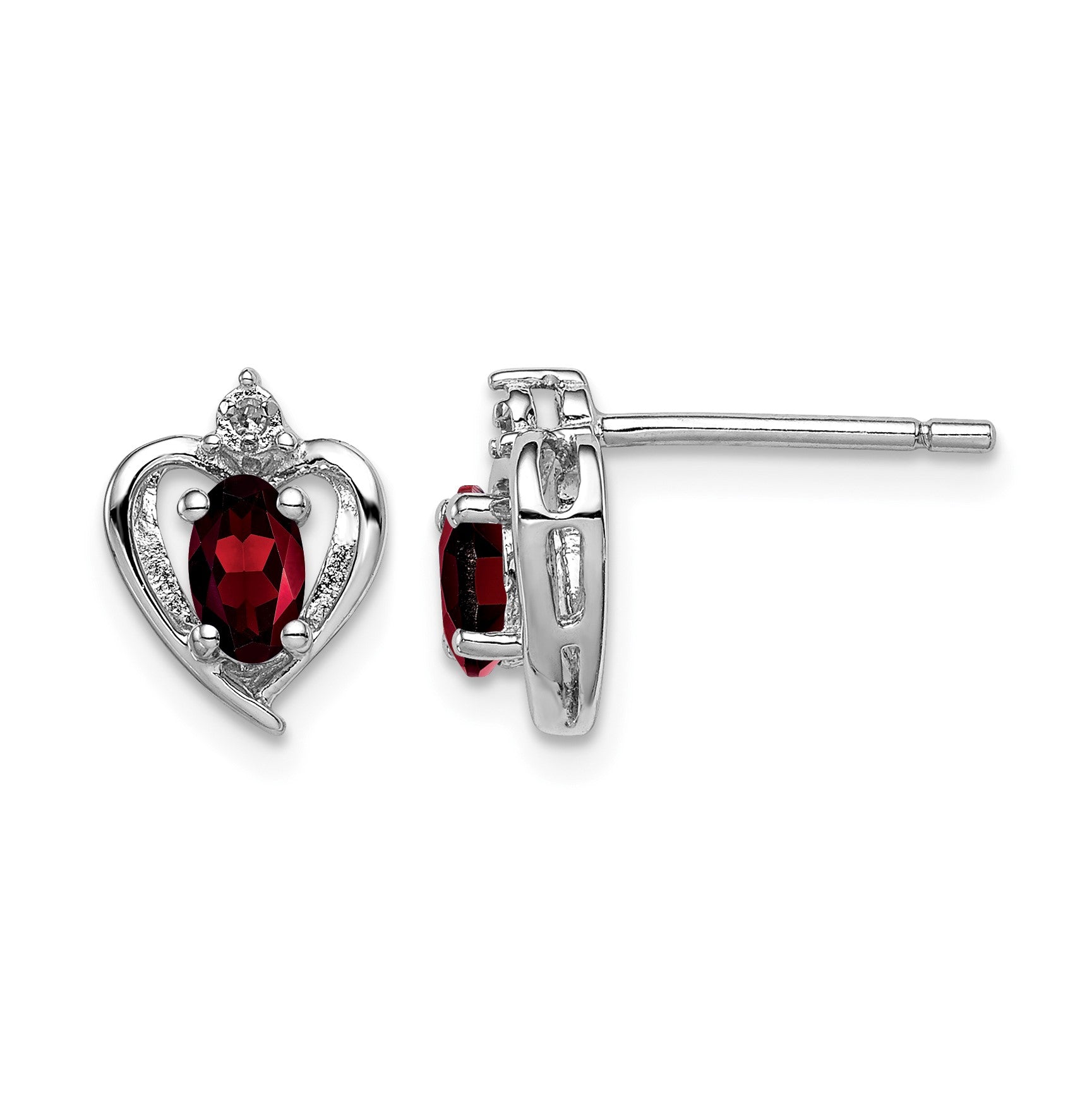 Sterling Silver Rhodium-plated Garnet & Diam. Earrings