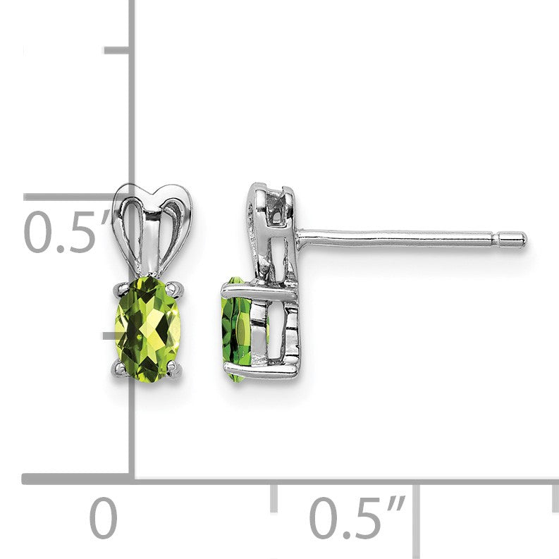 Sterling Silver Rhodium-plated Peridot Earrings