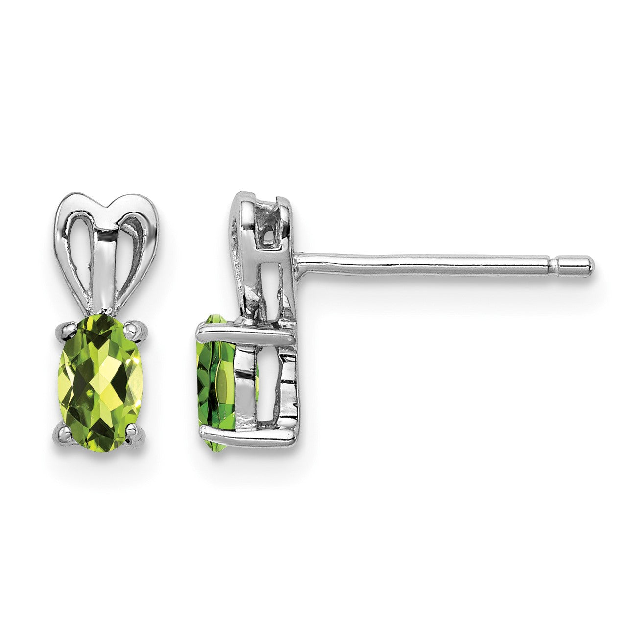 Sterling Silver Rhodium-plated Peridot Earrings