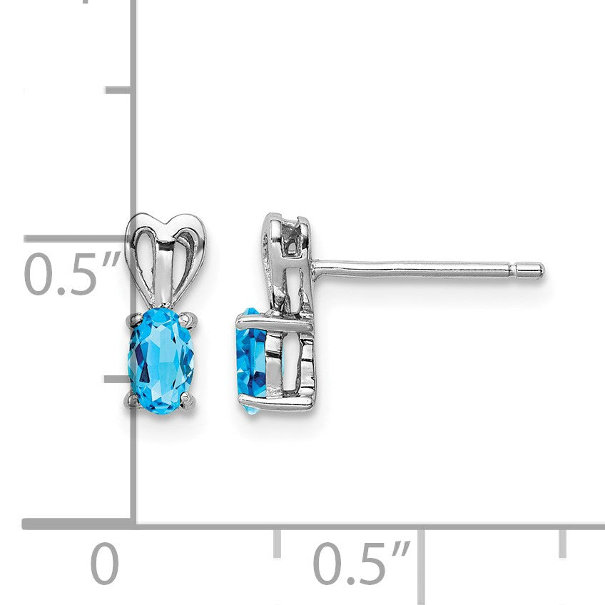 Sterling Silver Rhodium-plated Light Swiss Blue Topaz Earrings