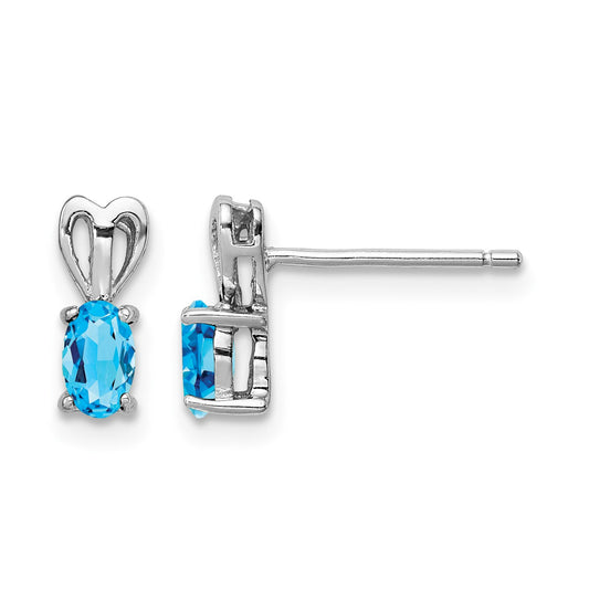 Sterling Silver Rhodium-plated Light Swiss Blue Topaz Earrings