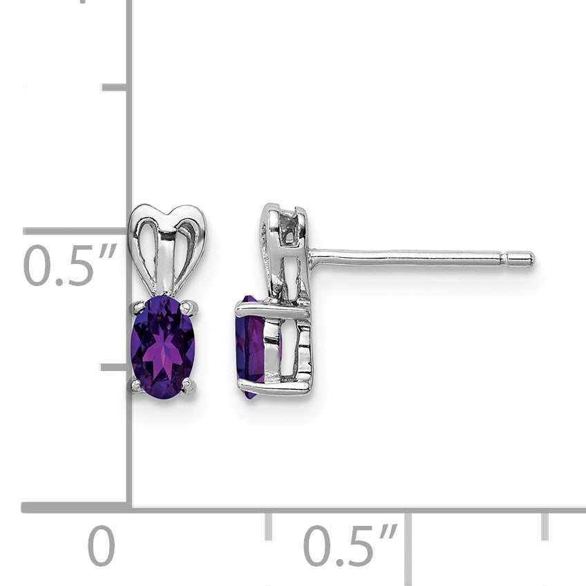 Sterling Silver Rhodium-plated Amethyst Earrings