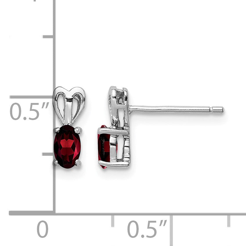Sterling Silver Rhodium-plated Garnet Earrings
