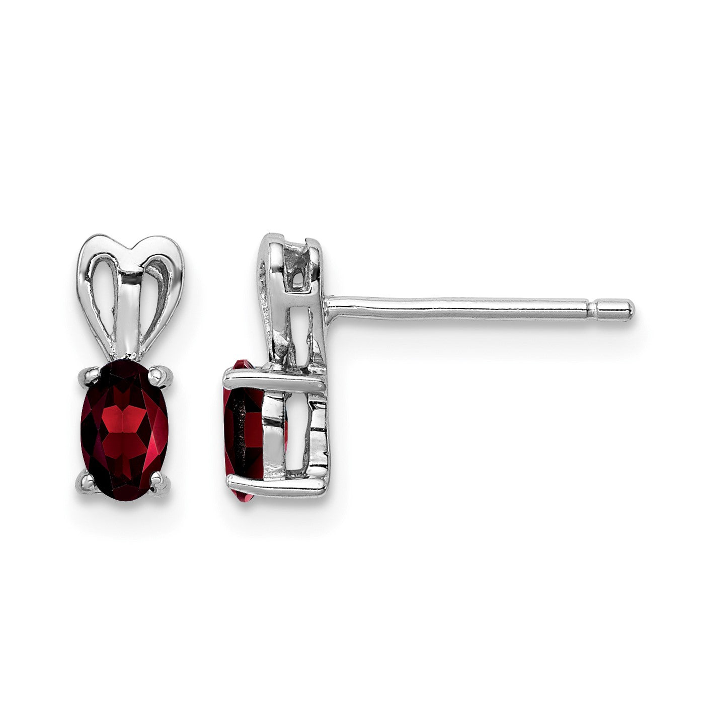 Sterling Silver Rhodium-plated Garnet Earrings