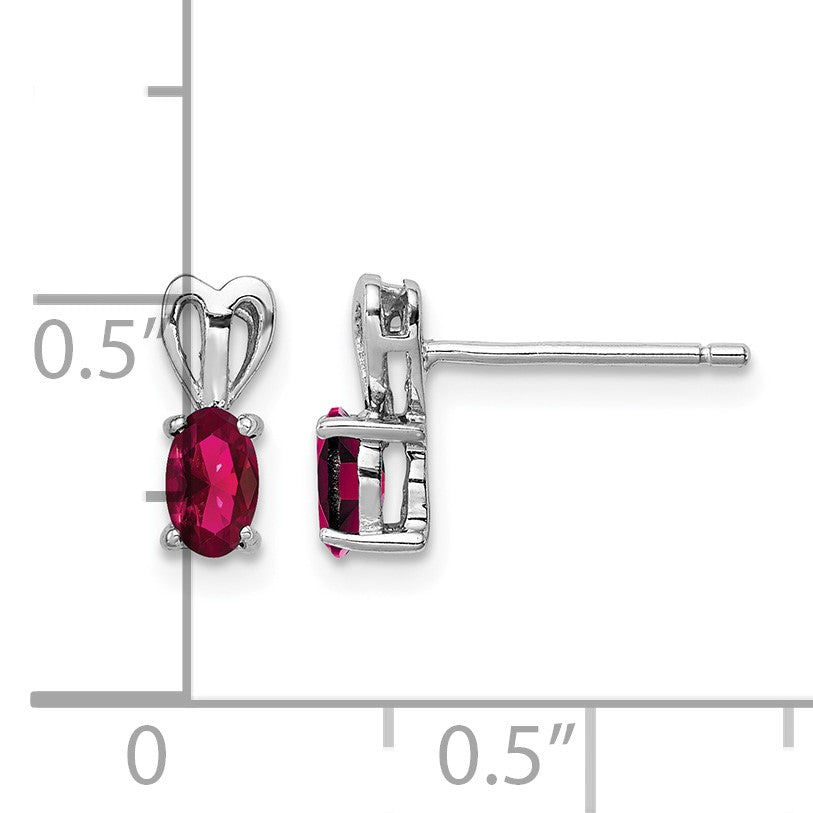 Sterling Silver Rhodium-plated Created Ruby Earrings