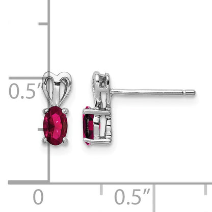 Sterling Silver Rhodium-plated Created Ruby Earrings
