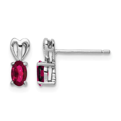 Sterling Silver Rhodium-plated Created Ruby Earrings