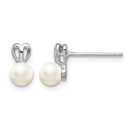 Sterling Silver Rhodium-plated FW Cultured Pearl Earrings