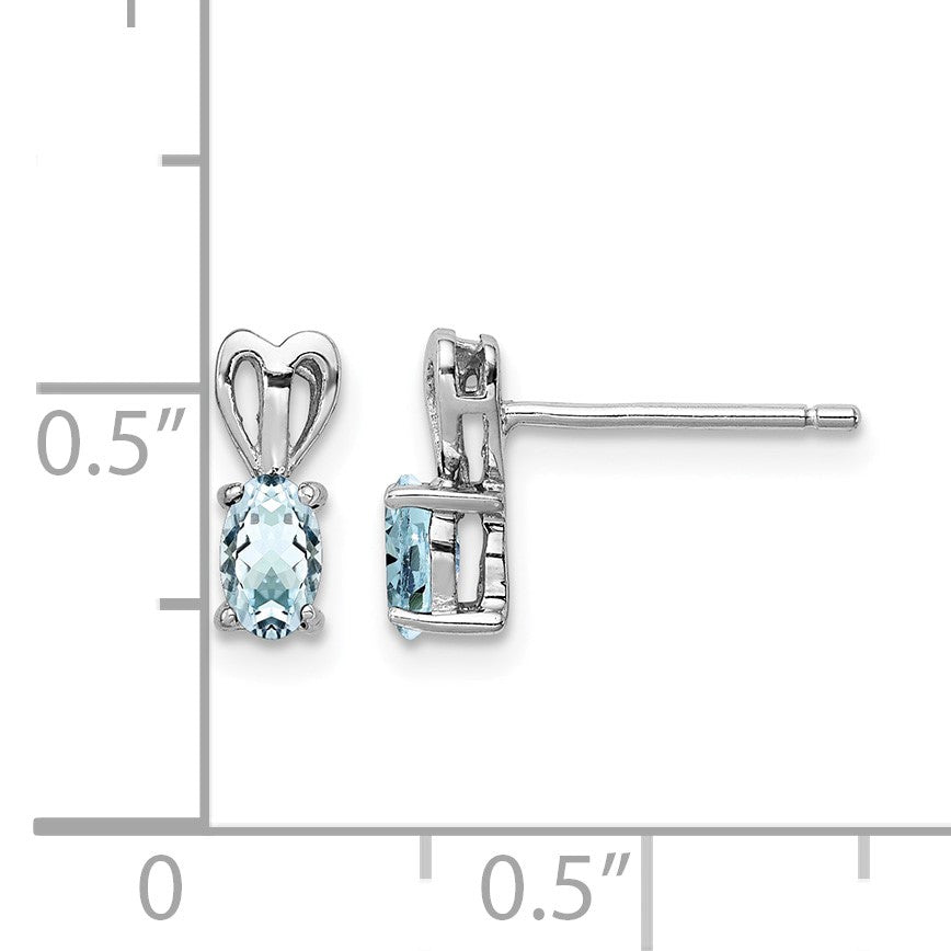 Sterling Silver Rhodium-plated Aquamarine Earrings