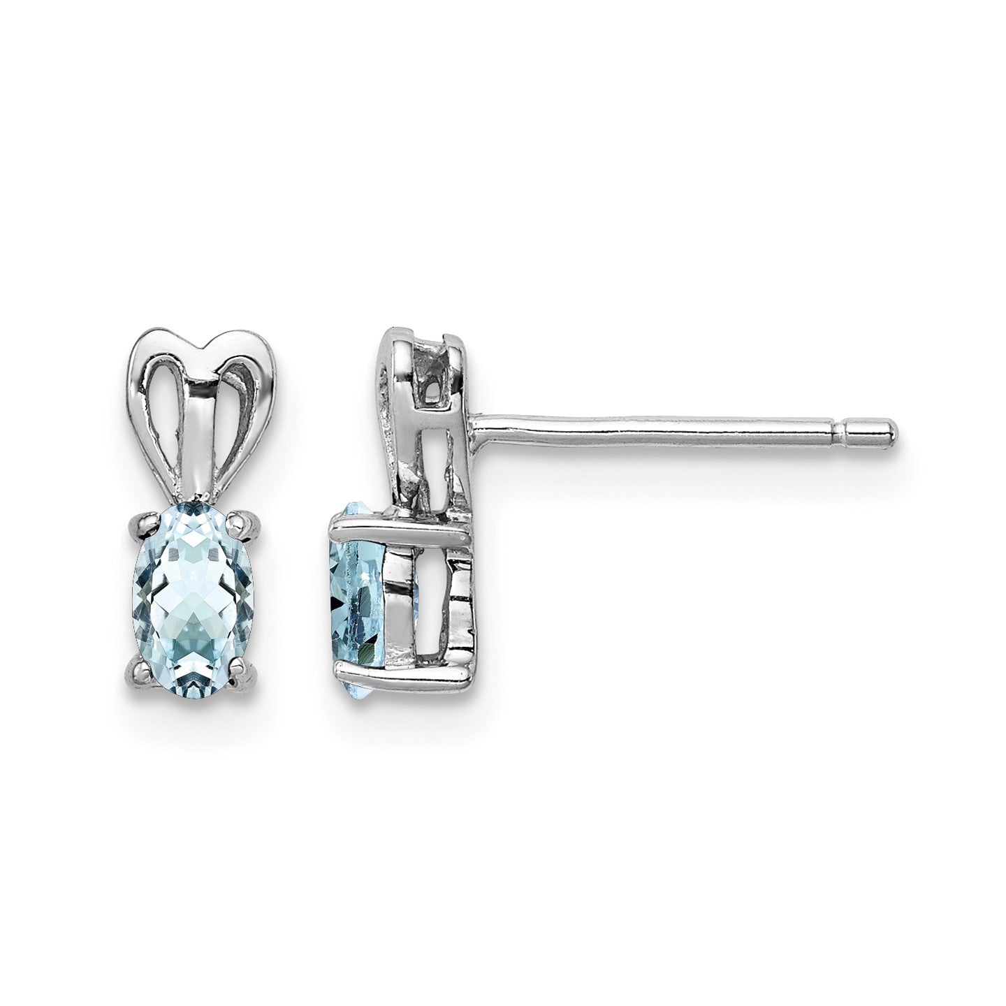 Sterling Silver Rhodium-plated Aquamarine Earrings