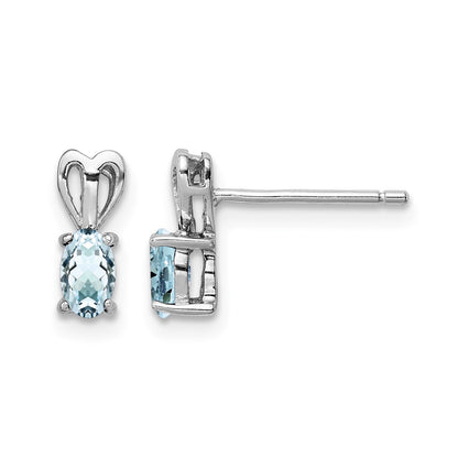 Sterling Silver Rhodium-plated Aquamarine Earrings