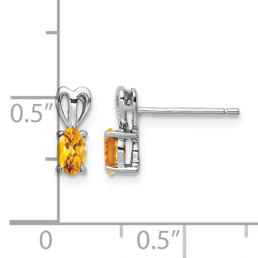 Sterling Silver Rhodium-plated Citrine Earrings