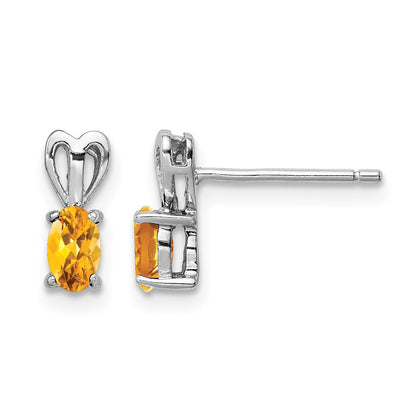Sterling Silver Rhodium-plated Citrine Earrings