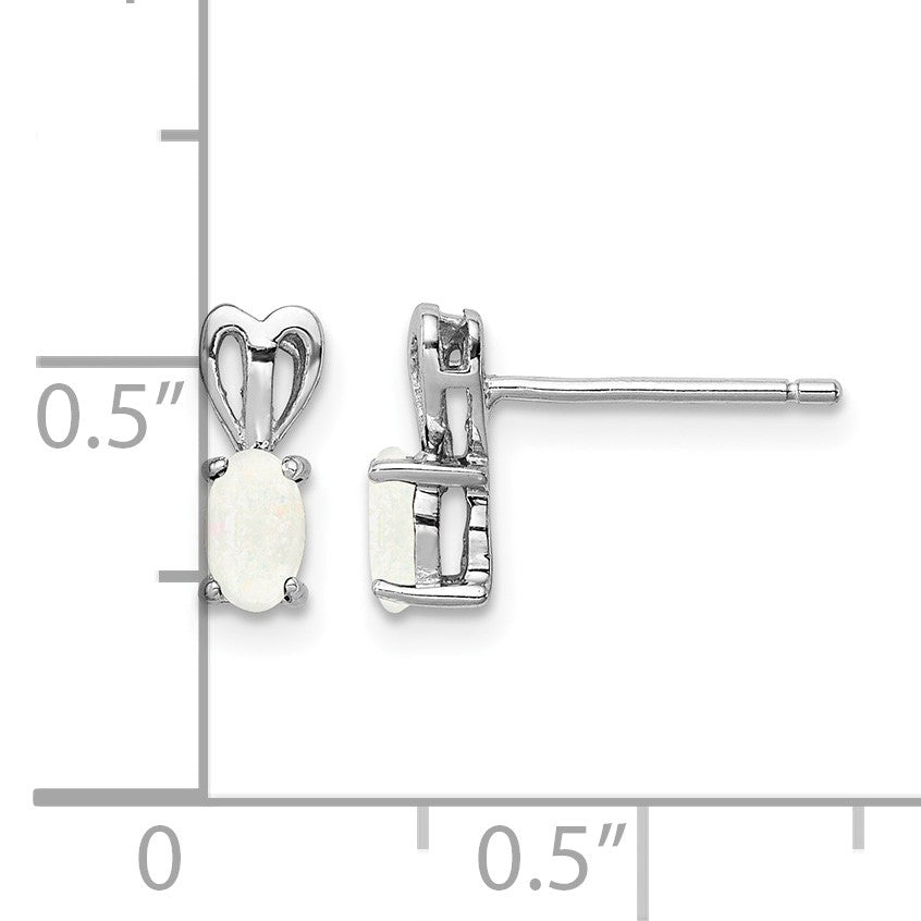 Sterling Silver Rhodium-plated Created Opal Earrings
