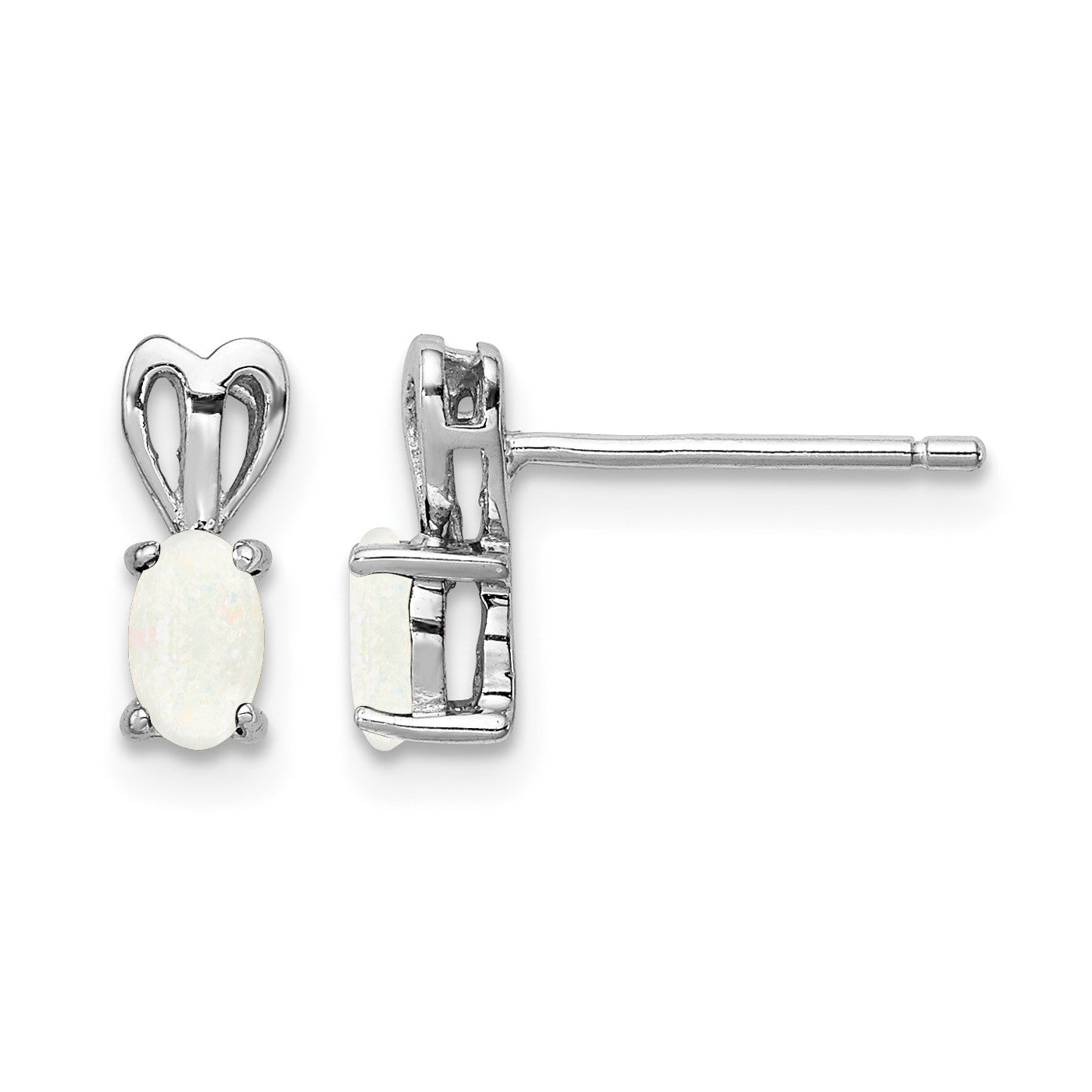 Sterling Silver Rhodium-plated Created Opal Earrings