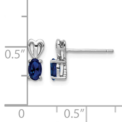Sterling Silver Rhodium-plated Created Sapphire Earrings