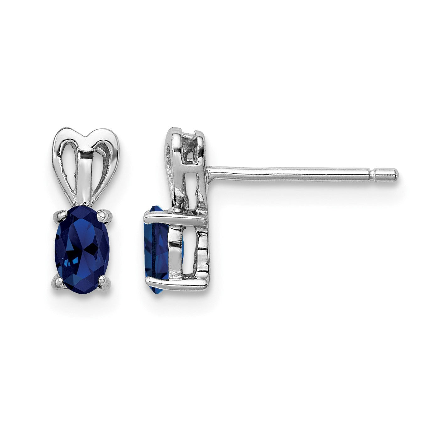 Sterling Silver Rhodium-plated Created Sapphire Earrings