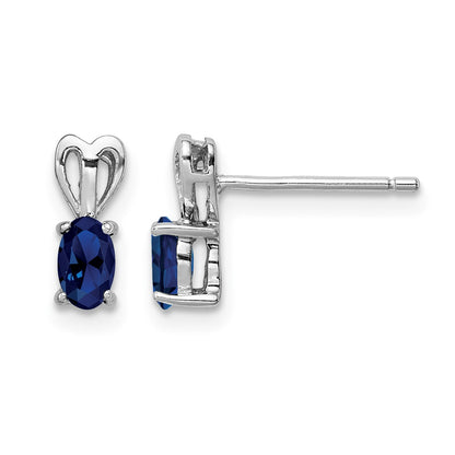 Sterling Silver Rhodium-plated Created Sapphire Earrings