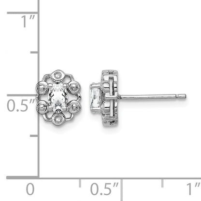 Sterling Silver Rhodium-plated White Topaz & Diam. Earrings