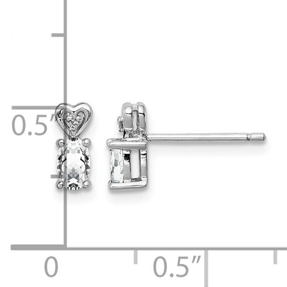 Sterling Silver Rhodium-plated White Topaz & Diam. Earrings